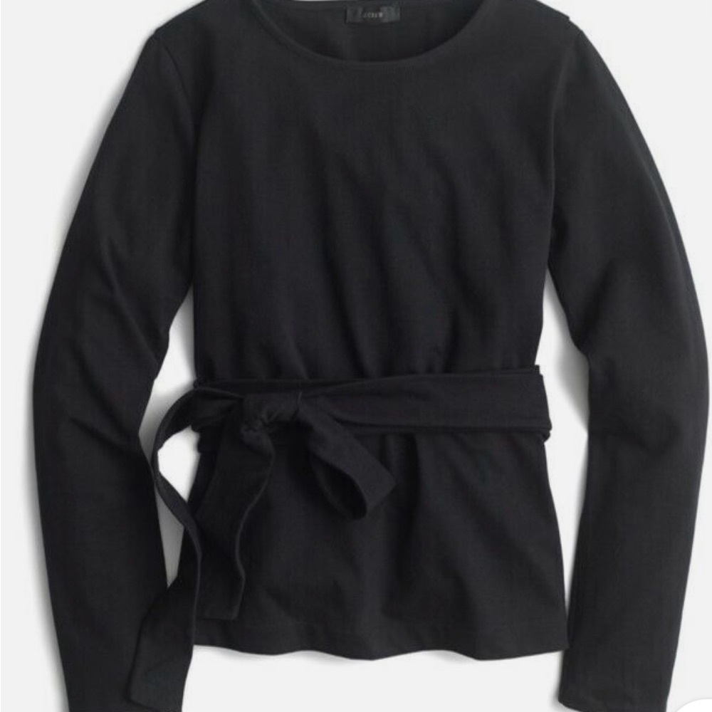 JCrew Black Belted Top